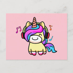 Carte Postale Bonne licorne de bébé souriante avec casque.