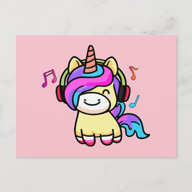 Carte Postale Bonne licorne de bébé souriante avec casque. (Devant)
