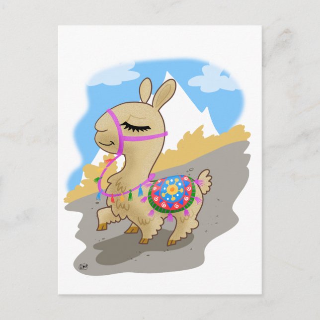 Carte Postale Bonne Llama Caricature (Devant)