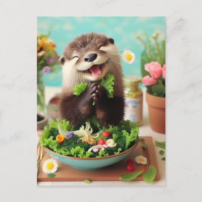 Carte Postale Bonne Otter à faire une salade (Devant)