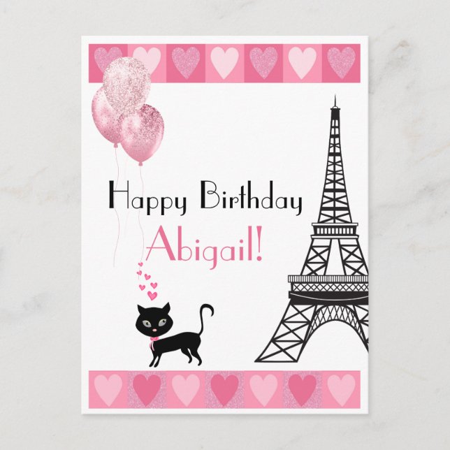 Carte Postale Bonne Parties scintillant d'anniversaire Coeur ros (Devant)
