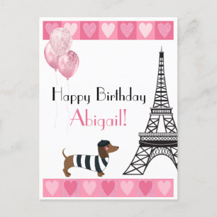Carte Postale Bonne Parties scintillant d'anniversaire Pink Hear