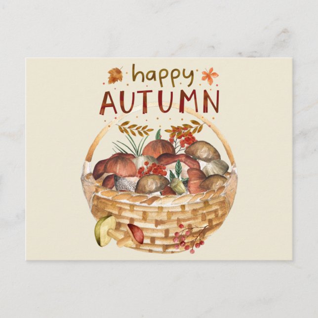 Carte Postale Bonne récolte de champignons sauvages d'automne (Devant)