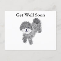 Carte postale Bonne récupération Poodle gris #1
