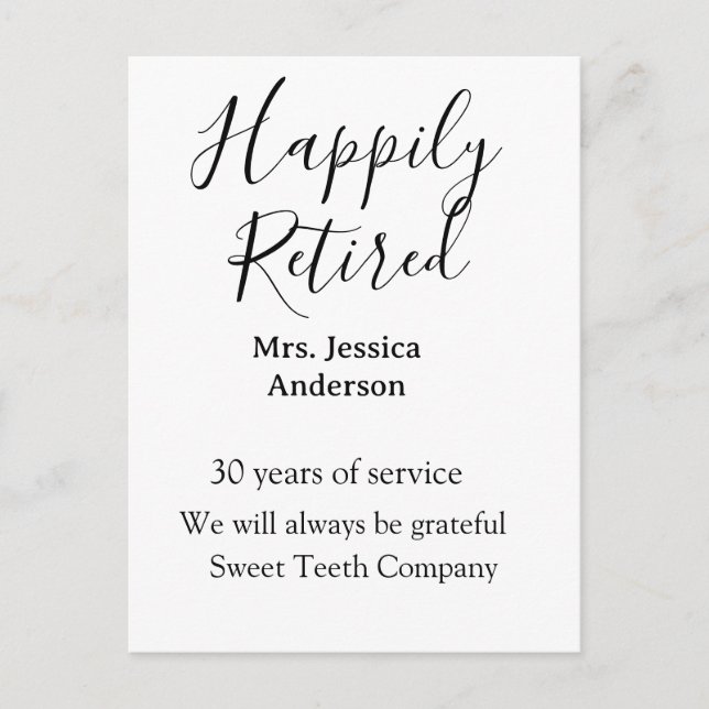 Carte Postale Bonne retraite ajouter le nom années de service à  (Devant)