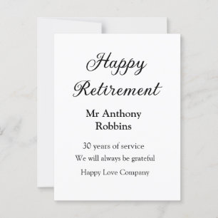 Carte Postale Bonne retraite ajouter le nom années de service à