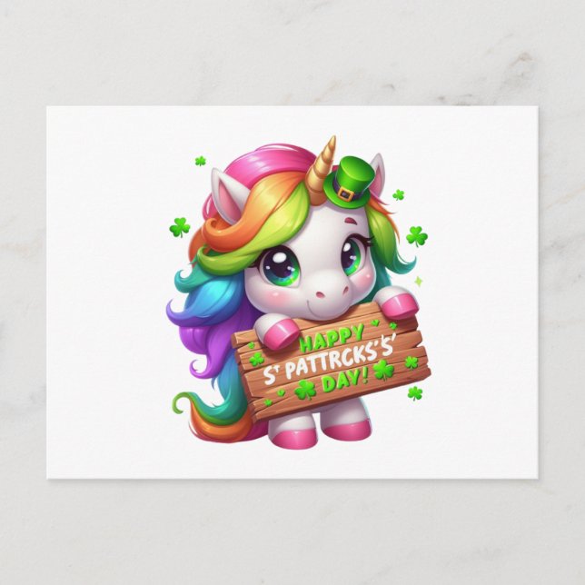 Carte Postale Bonne Saint Patrick's Day Unicorn (Devant)