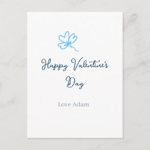 Carte Postale Bonne Saint-Valentin bleue fleur nom rustique joye
