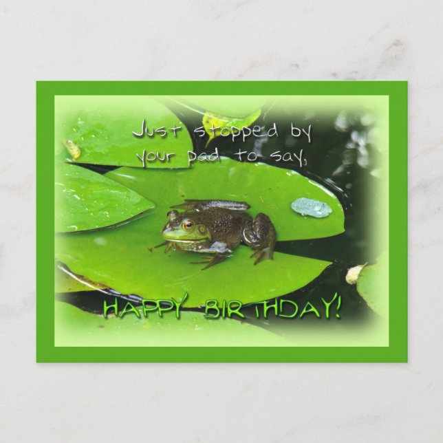 Carte Postale Bonne salutation d'anniversaire - Bullfrog sur Lil (Devant)