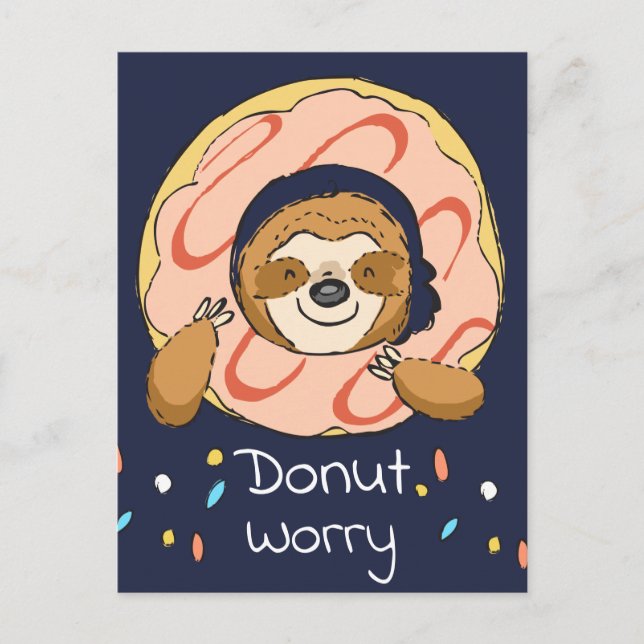 Carte Postale Bonne Sloth Donut Worry Valentine (Devant)