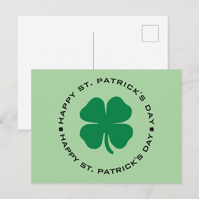 Carte Postale Bonne St. Patrick's Day Shamrock Lucky Charm (Devant / Derrière)