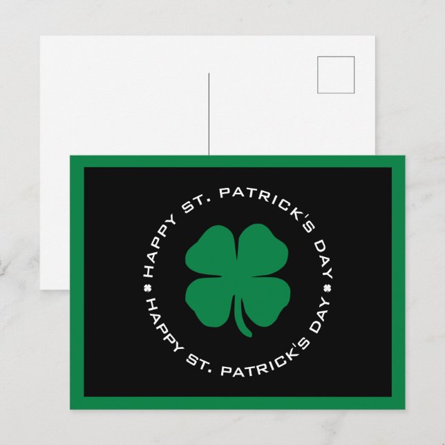 Carte Postale Bonne St. Patrick's Day Shamrock Lucky Charm (Devant / Derrière)