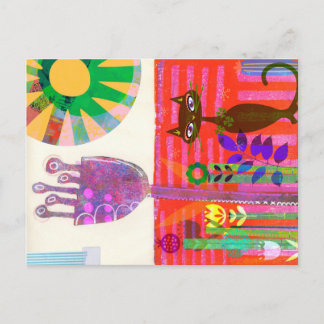 Carte Postale Bonne Sunshine Cat Garden Party