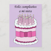 Carte Postale Gateau Joyeux Anniversaire Espagnol Zazzle Fr