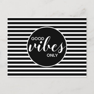 Carte Postale Bonne Vibration Uniquement Citation Noir Blanc