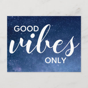 Carte Postale Bonne Vibration Uniquement Étoiles d'Affirmation d