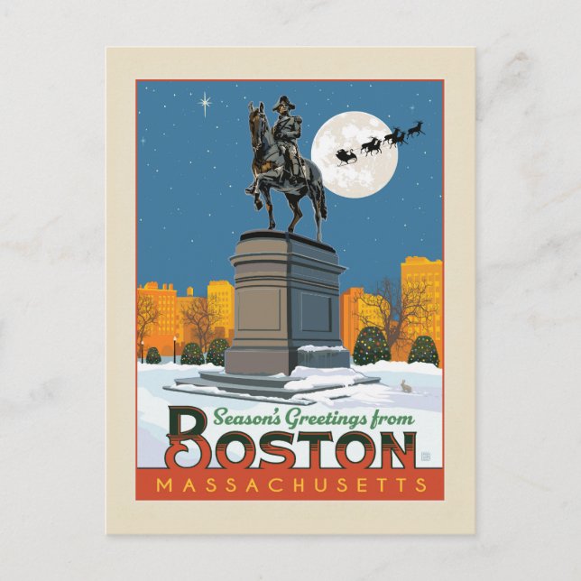 Carte Postale Bonnes Fêtes De Boston Common ! (Devant)
