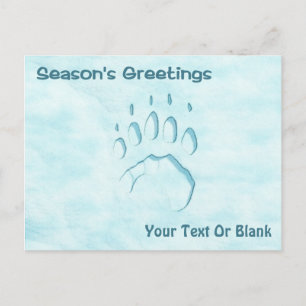 Carte Postale Bonnes Fêtes - Empreinte de patte d'ours polaire