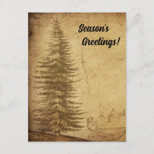 Carte Postale Bonnes Fêtes Vintages d'arbre de Noël en panne