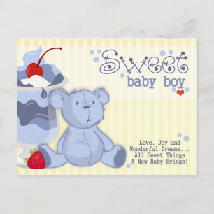 Carte Postale Bonnie Bleu Ours Douche Invitation