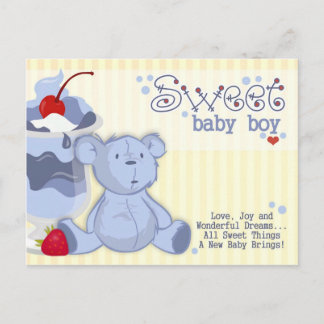 Carte Postale Bonnie Bleu Ours Douche Invitation