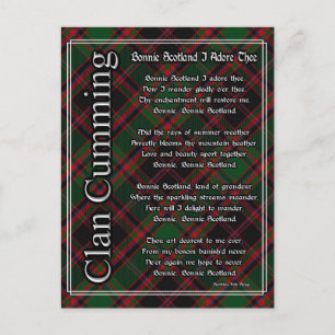 Carte Postale Bonnie Ecosse J'Adore Le Clan Cumming Tartan