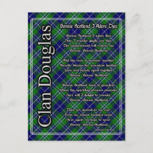 Carte Postale Bonnie Scotland J'Adore Le Clan Douglas Tartan