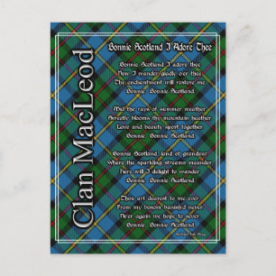 Carte Postale Bonnie Scotland J'Adore Le Clan MacLeod Tartan
