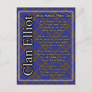 Carte Postale Bonnie Scotland Je Adore Le Clan Elliot Tartan
