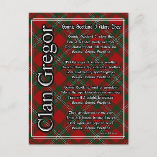 Carte Postale Bonnie Scotland Je Adore Le Clan Gregor Tartan