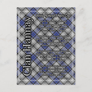Carte Postale Bonnie Scotland Je Adore Le Clan Hannay Tartan