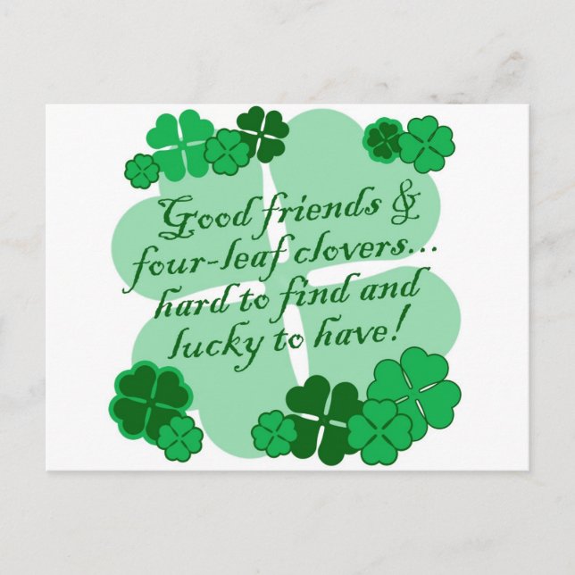 Carte Postale Bons amis et Shamrocks (Devant)