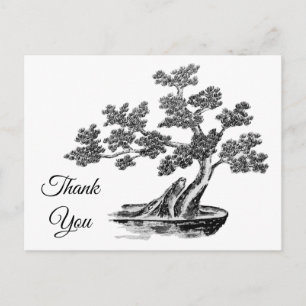 Carte Postale Bonsai - Style chinois - noir et blanc