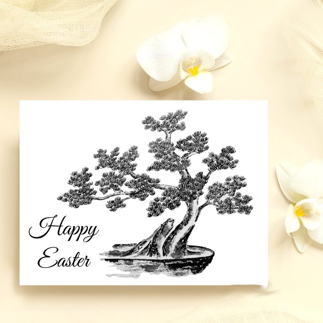Carte Postale Bonsai - Style chinois - noir et blanc (Créateur téléchargé)