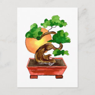 Carte Postale Bonsai Tree et Sun japonais