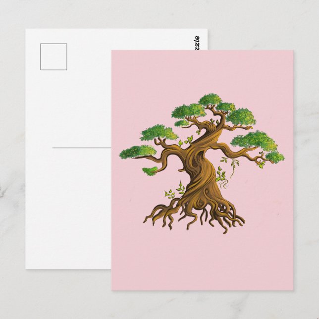 Carte Postale Bonzaï géant en dessin couleurs (Devant / Derrière)