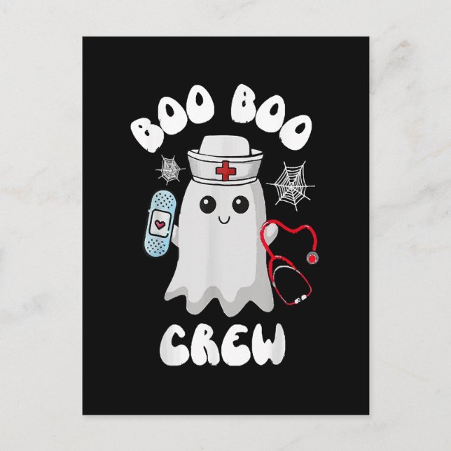Carte Postale Boo Boo Crew Cute Nurse Ghost Funny Halloween (Devant)