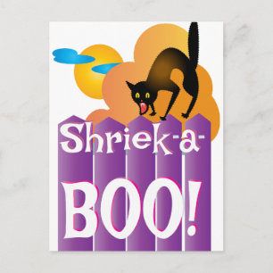 Carte Postale BOO ! Chat d'Halloween effrayant