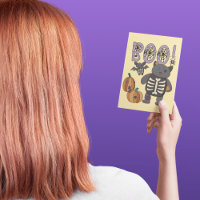 Boo ! Patchwork squelette chat et chaume Halloween