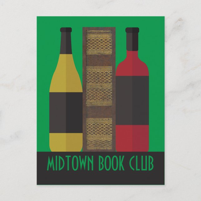 Carte Postale Book Club Custom avec livre et vin (Devant)