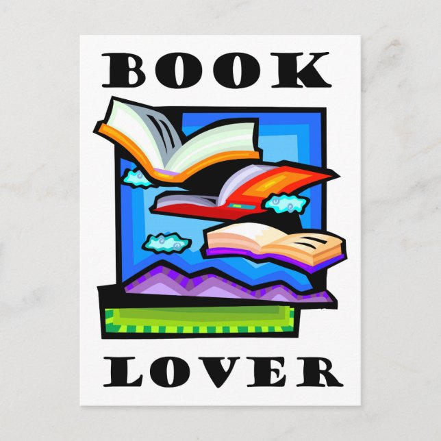 Carte Postale "Book Lover" - Livres et pages volants pour la lec (Devant)