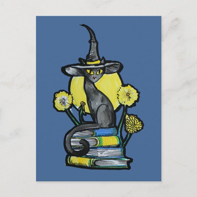 Carte Postale Bookish Cat Witch                                  (Devant)