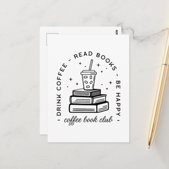 Carte Postale Books et café amoureux club de lecture groupe rése (Devant/Arrière en situation)