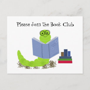 Carte Postale Bookworm - Book Club Invitation