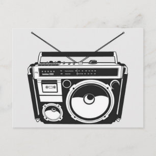 Carte Postale Boombox Grey des années 80 rétro