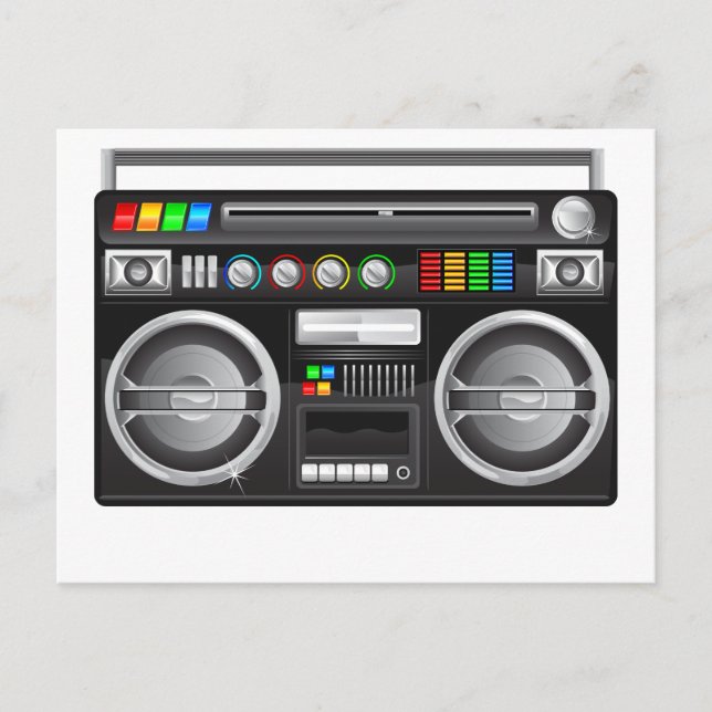 Carte Postale boombox rétro graveur graphique (Devant)