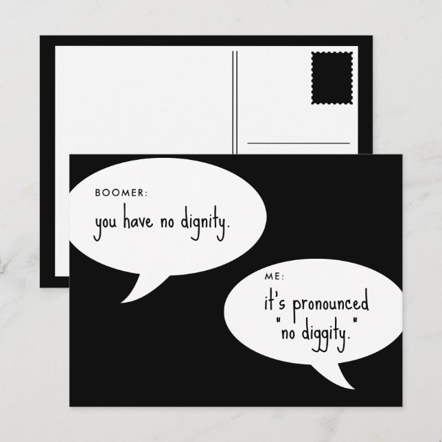 Carte Postale boomer no diggity blague (Devant / Derrière)