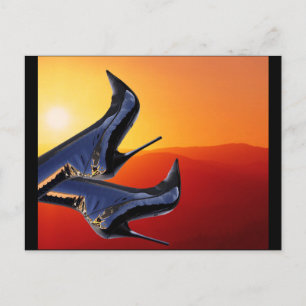 Carte Postale Boot Art avec un Arrière - plan de coucher de sole
