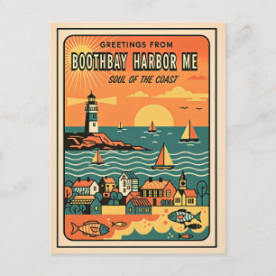 Carte Postale Boothbay Harbor ME Âme Rétro de la Côte