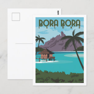 Carte Postale Bora Bora Illustration d'un lieu de voyage célèbre